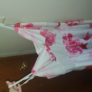 Dress white rose floral print